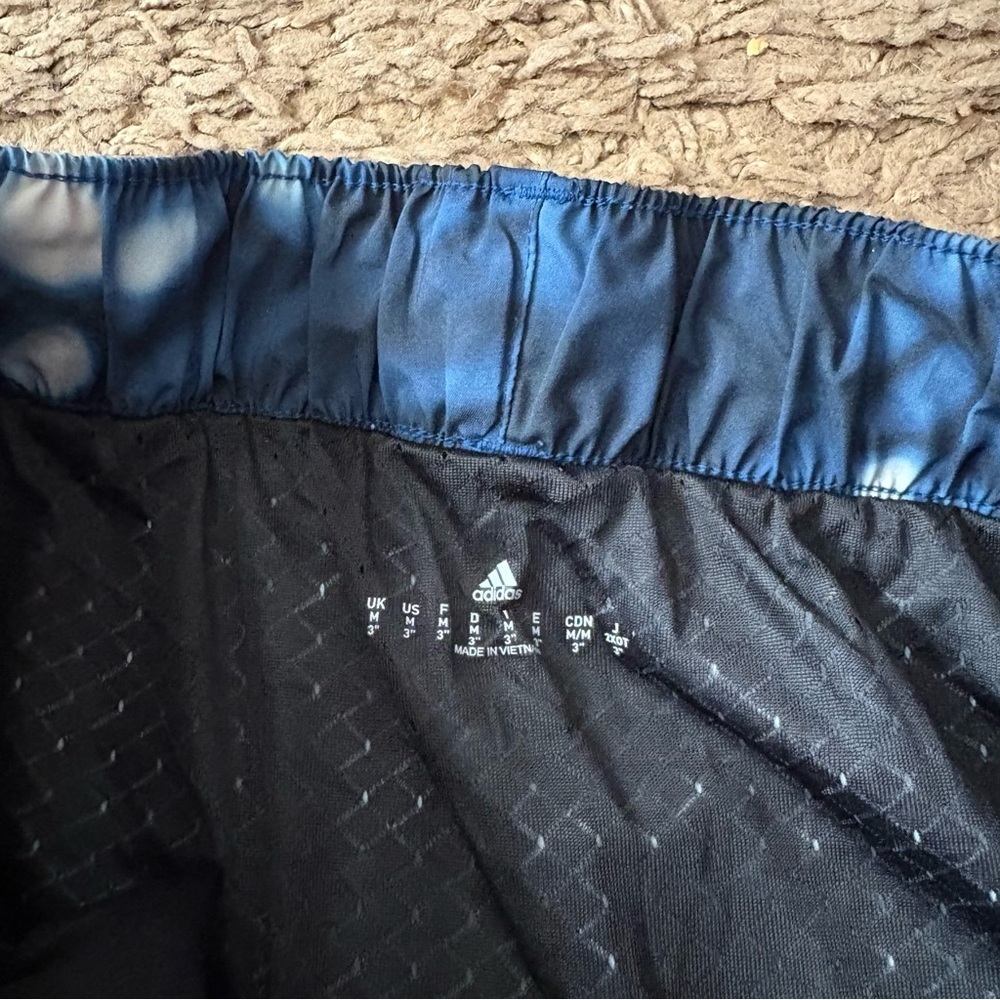 Adidas Women's Blue Black Shorts Medium 3” Running Athletic - Picture 2 of 3